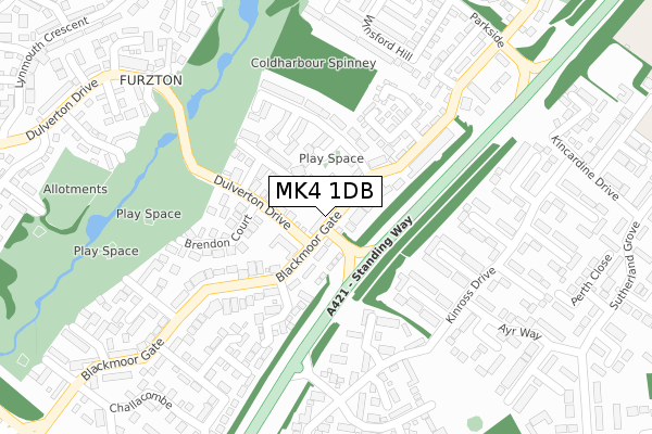 MK4 1DB map - large scale - OS Open Zoomstack (Ordnance Survey)