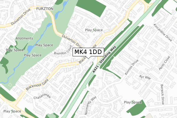 MK4 1DD map - large scale - OS Open Zoomstack (Ordnance Survey)