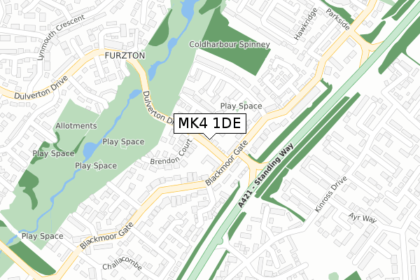 MK4 1DE map - large scale - OS Open Zoomstack (Ordnance Survey)