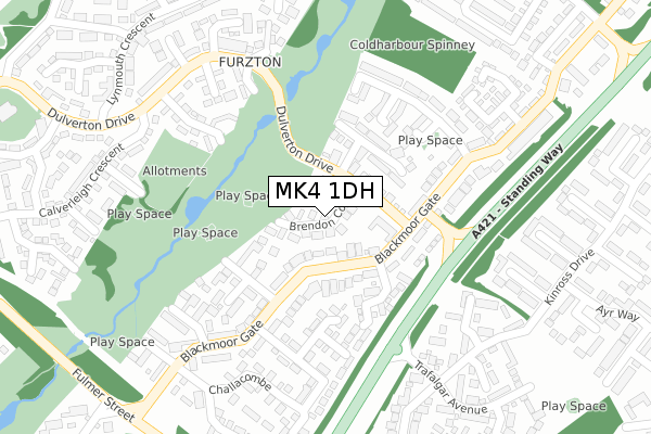 MK4 1DH map - large scale - OS Open Zoomstack (Ordnance Survey)