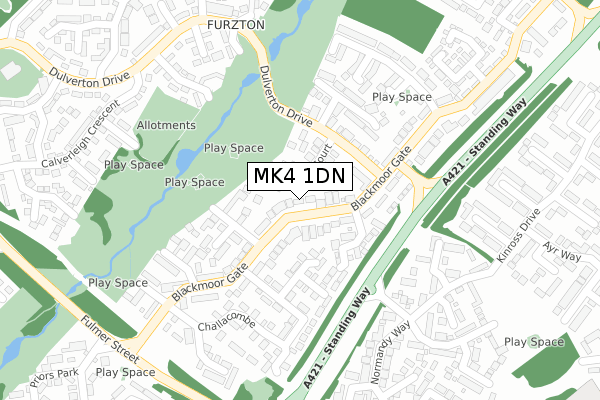 MK4 1DN map - large scale - OS Open Zoomstack (Ordnance Survey)