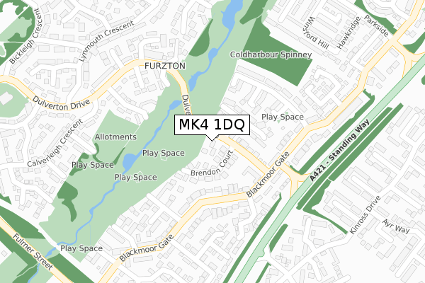 MK4 1DQ map - large scale - OS Open Zoomstack (Ordnance Survey)