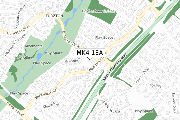 MK4 1EA map - large scale - OS Open Zoomstack (Ordnance Survey)