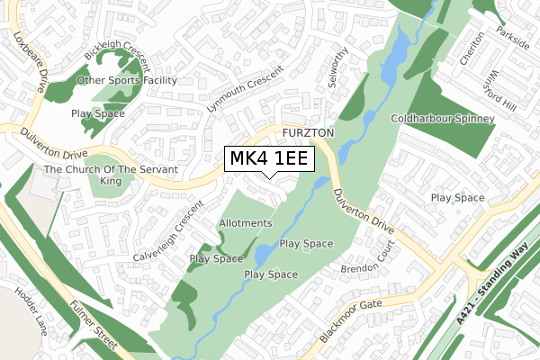 MK4 1EE map - large scale - OS Open Zoomstack (Ordnance Survey)