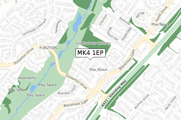 MK4 1EP map - large scale - OS Open Zoomstack (Ordnance Survey)