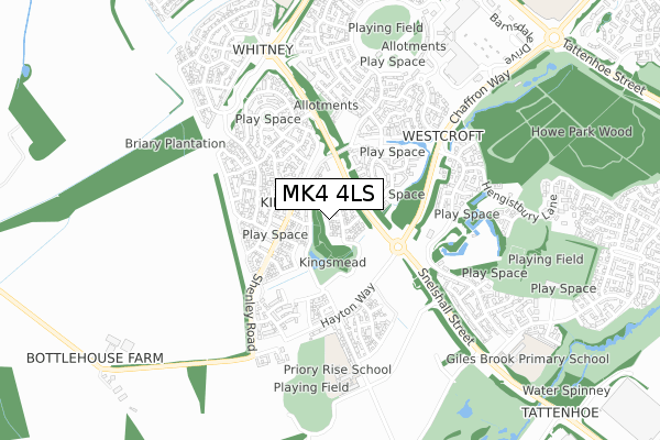 MK4 4LS map - small scale - OS Open Zoomstack (Ordnance Survey)