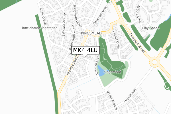 MK4 4LU map - large scale - OS Open Zoomstack (Ordnance Survey)