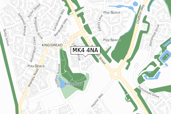 MK4 4NA map - large scale - OS Open Zoomstack (Ordnance Survey)