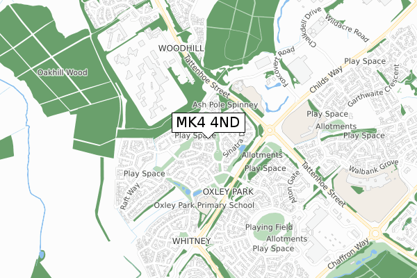 MK4 4ND map - small scale - OS Open Zoomstack (Ordnance Survey)