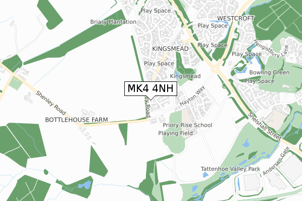 MK4 4NH map - small scale - OS Open Zoomstack (Ordnance Survey)