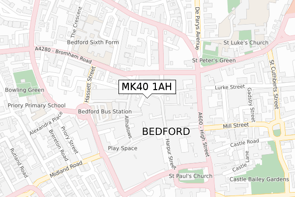 MK40 1AH map - large scale - OS Open Zoomstack (Ordnance Survey)