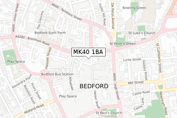 MK40 1BA map - large scale - OS Open Zoomstack (Ordnance Survey)