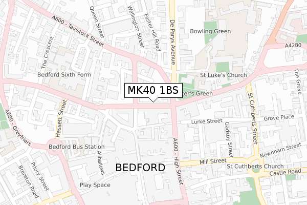 MK40 1BS map - large scale - OS Open Zoomstack (Ordnance Survey)