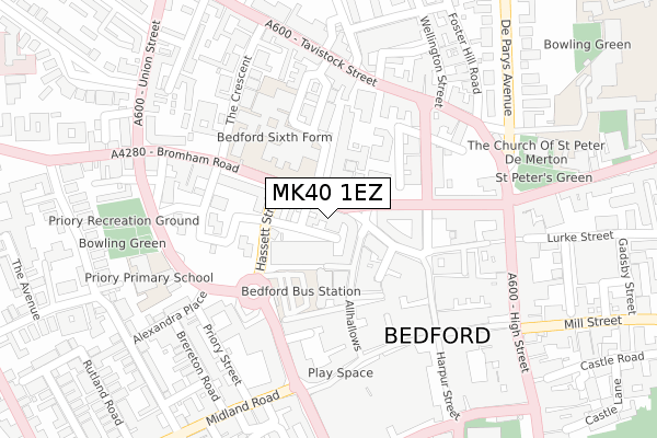 MK40 1EZ map - large scale - OS Open Zoomstack (Ordnance Survey)