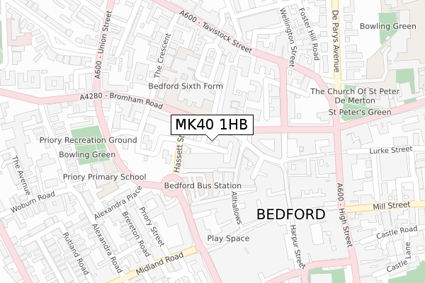 MK40 1HB map - large scale - OS Open Zoomstack (Ordnance Survey)