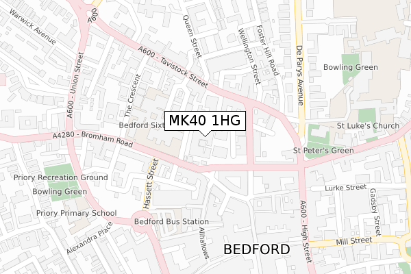 MK40 1HG map - large scale - OS Open Zoomstack (Ordnance Survey)