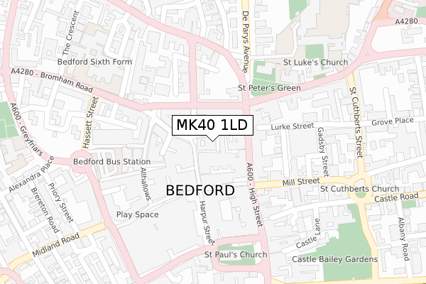 MK40 1LD map - large scale - OS Open Zoomstack (Ordnance Survey)