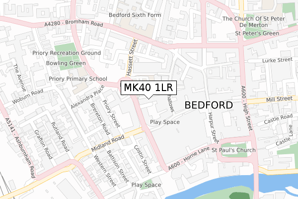 MK40 1LR map - large scale - OS Open Zoomstack (Ordnance Survey)