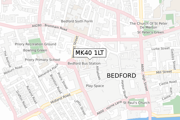 MK40 1LT map - large scale - OS Open Zoomstack (Ordnance Survey)