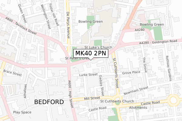 MK40 2PN map - large scale - OS Open Zoomstack (Ordnance Survey)