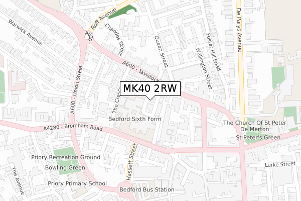 MK40 2RW map - large scale - OS Open Zoomstack (Ordnance Survey)