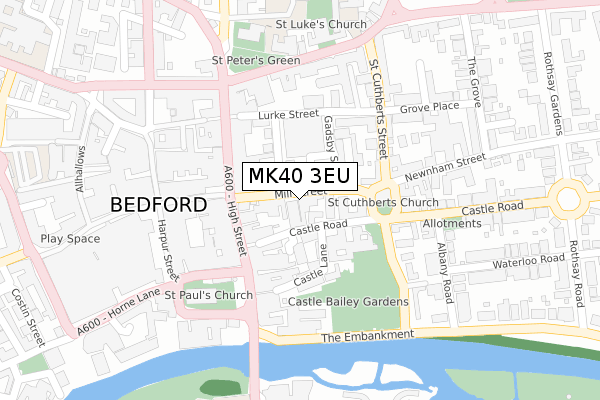 MK40 3EU map - large scale - OS Open Zoomstack (Ordnance Survey)