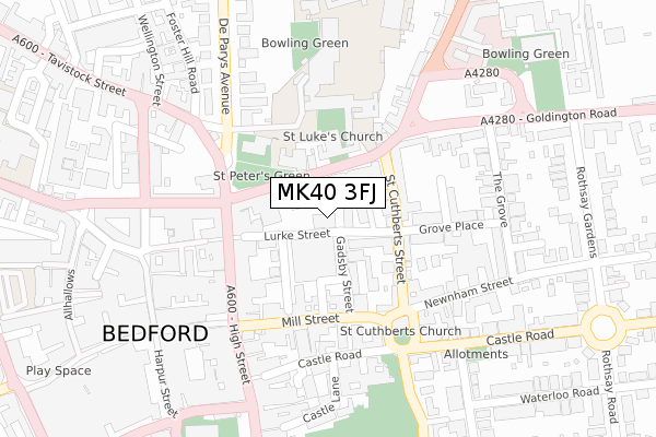 MK40 3FJ map - large scale - OS Open Zoomstack (Ordnance Survey)