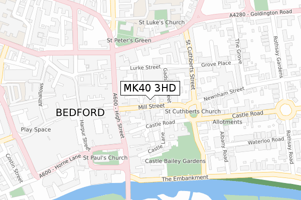 MK40 3HD map - large scale - OS Open Zoomstack (Ordnance Survey)