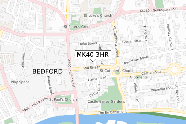 MK40 3HR map - large scale - OS Open Zoomstack (Ordnance Survey)