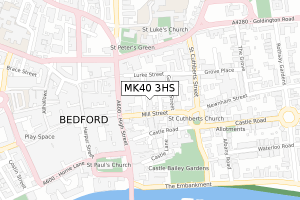 MK40 3HS map - large scale - OS Open Zoomstack (Ordnance Survey)