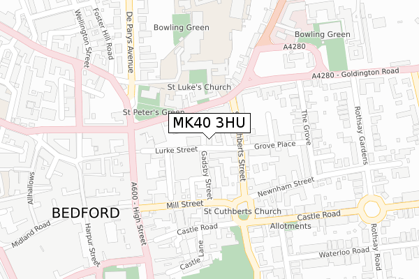 MK40 3HU map - large scale - OS Open Zoomstack (Ordnance Survey)