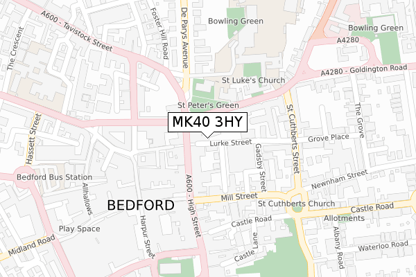 MK40 3HY map - large scale - OS Open Zoomstack (Ordnance Survey)