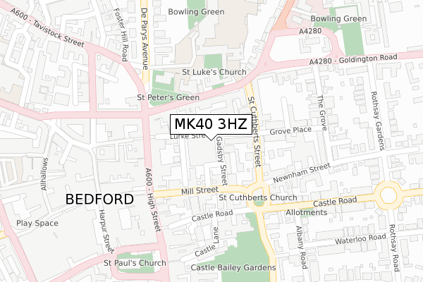 MK40 3HZ map - large scale - OS Open Zoomstack (Ordnance Survey)