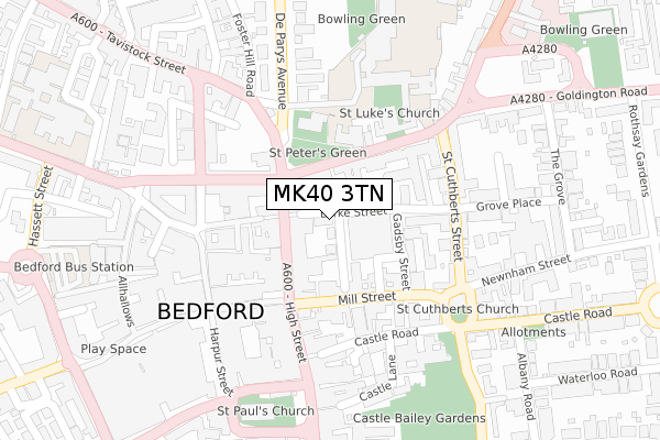 MK40 3TN map - large scale - OS Open Zoomstack (Ordnance Survey)