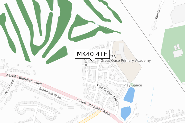 MK40 4TE map - large scale - OS Open Zoomstack (Ordnance Survey)