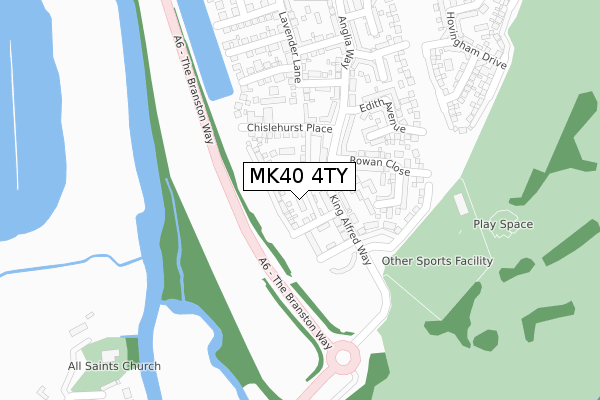 MK40 4TY map - large scale - OS Open Zoomstack (Ordnance Survey)