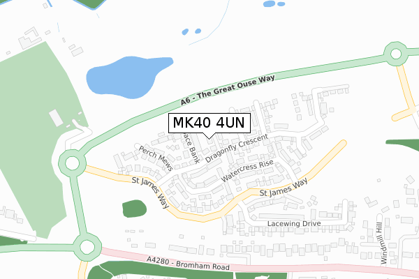 MK40 4UN map - large scale - OS Open Zoomstack (Ordnance Survey)