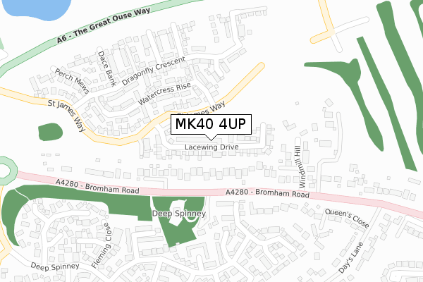 MK40 4UP map - large scale - OS Open Zoomstack (Ordnance Survey)