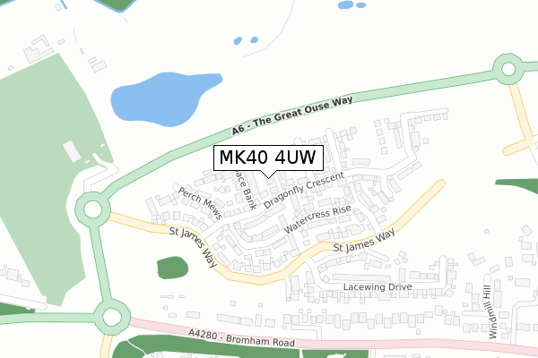 MK40 4UW map - large scale - OS Open Zoomstack (Ordnance Survey)