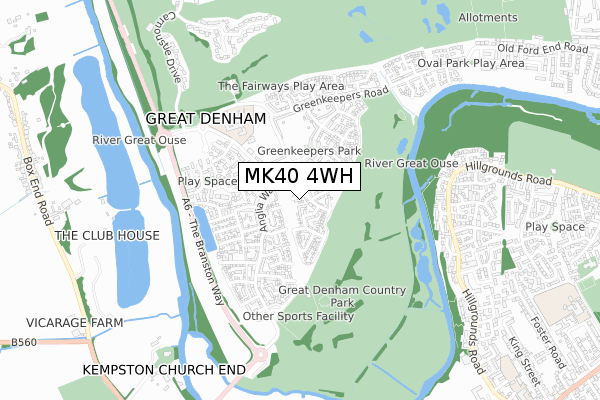 MK40 4WH map - small scale - OS Open Zoomstack (Ordnance Survey)