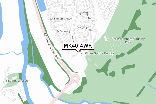 MK40 4WR map - large scale - OS Open Zoomstack (Ordnance Survey)