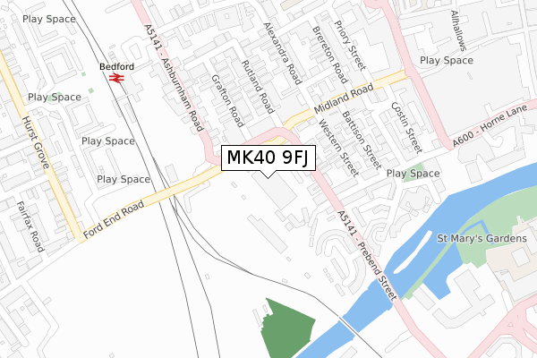 MK40 9FJ map - large scale - OS Open Zoomstack (Ordnance Survey)