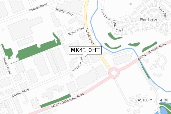 MK41 0HT map - large scale - OS Open Zoomstack (Ordnance Survey)