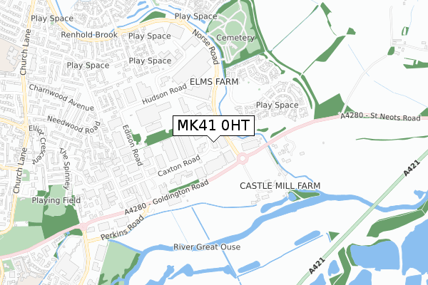 MK41 0HT map - small scale - OS Open Zoomstack (Ordnance Survey)