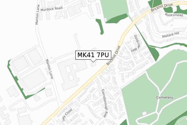 MK41 7PU map - large scale - OS Open Zoomstack (Ordnance Survey)