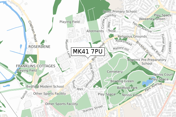 MK41 7PU map - small scale - OS Open Zoomstack (Ordnance Survey)