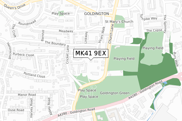 MK41 9EX map - large scale - OS Open Zoomstack (Ordnance Survey)