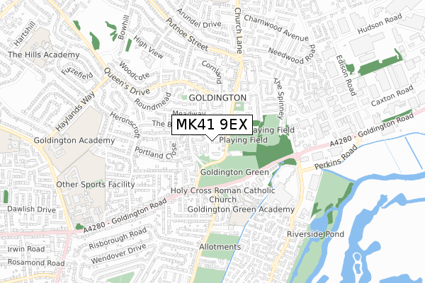 MK41 9EX map - small scale - OS Open Zoomstack (Ordnance Survey)