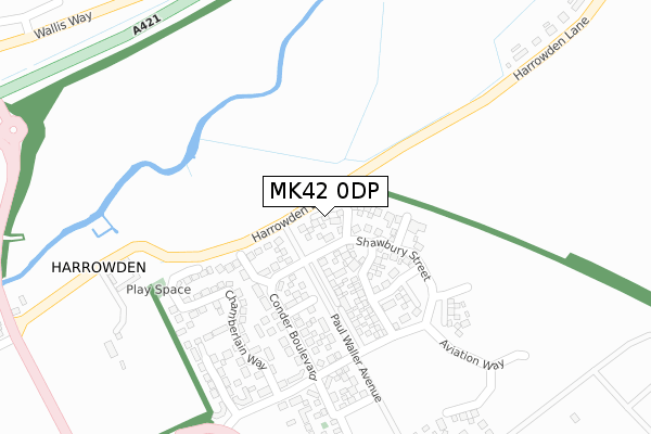 MK42 0DP map - large scale - OS Open Zoomstack (Ordnance Survey)