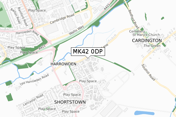 MK42 0DP map - small scale - OS Open Zoomstack (Ordnance Survey)